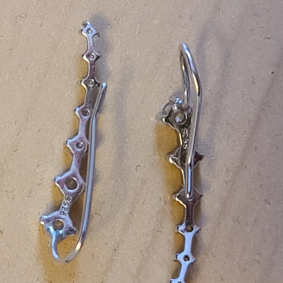 S925 Sterling Silver ear crawler earrings/ear cuffs with cubic zirconia stones - Picture 2 of 5